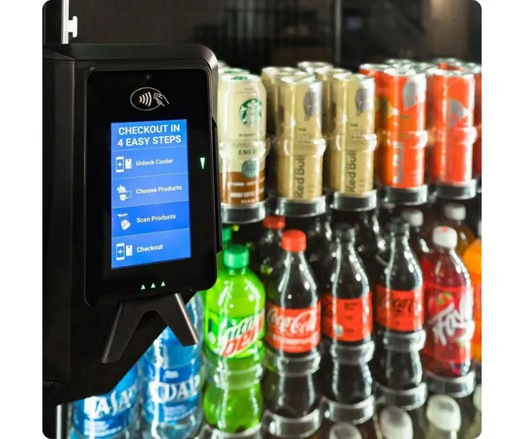 Grabbing fresh food from smart cooler